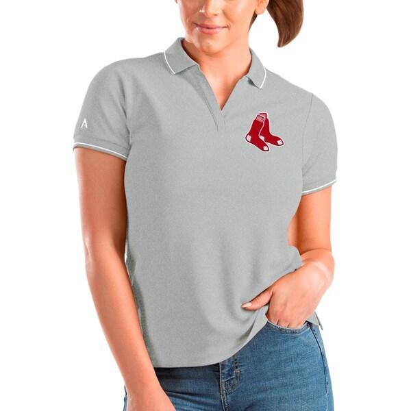 素晴らしい価格 ポロシャツ アンティグア トップス Gray Heathered Polo Affluent Women's Antigua Sox Red Boston レディース 半袖