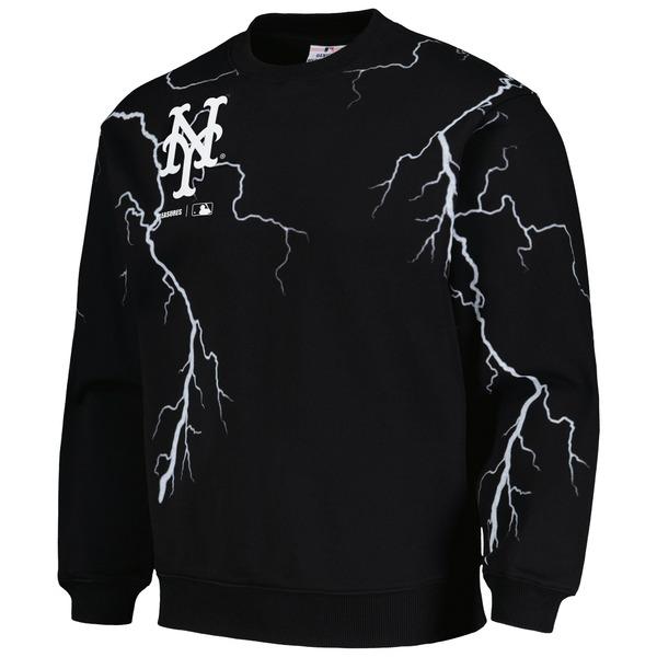 プレジャーズ パーカー・スウェットシャツ アウター メンズ New York Mets PLEASURES Lightning Crewneck Pullover Sweatshirt Black｜asty-shop2｜02