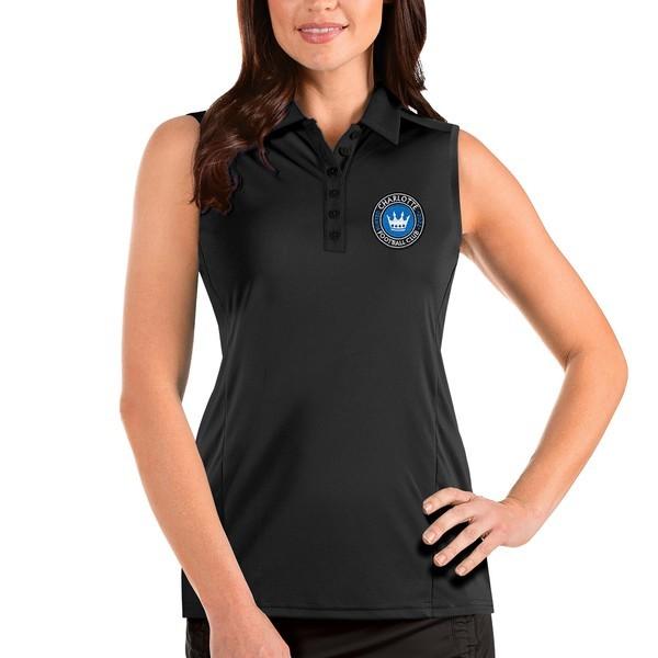 アンティグア ポロシャツ トップス レディース Charlotte FC Antigua Women's Sleeveless Tribute Polo Black