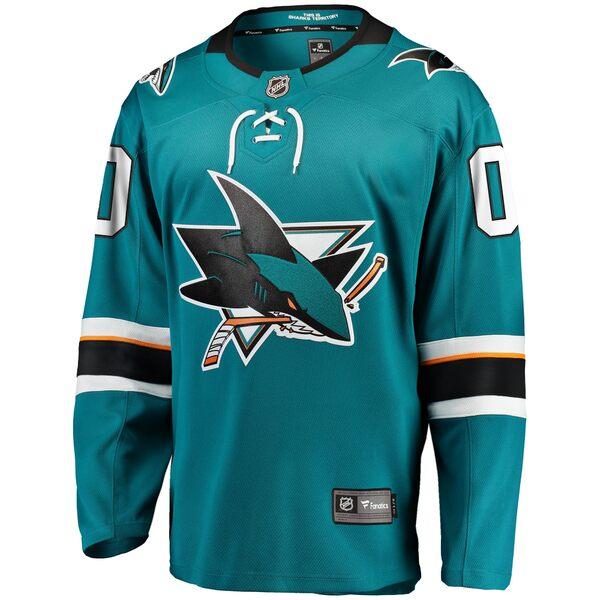 本命ギフト ファナティクス メンズ ユニフォーム トップス San Jose Sharks Fanatics Branded Home  Breakaway Custom Jersey Teal