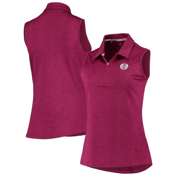 決算特価商品 レディース トップス ポロシャツ アディダス ポロシャツ レディース アディダス Northern Maroon Polo Quarterzip Sleeveless Jacquard Women S Adidas Trust ポロシャツ
