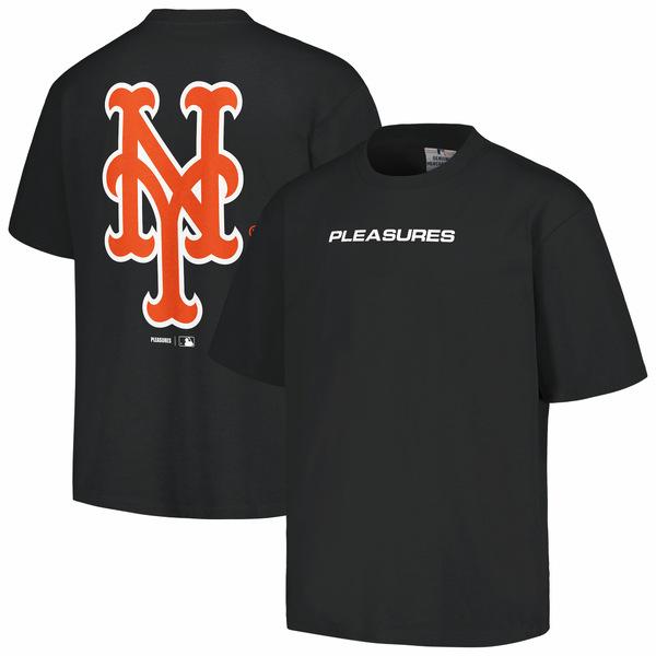 プレジャーズ Tシャツ トップス メンズ New York Mets PLEASURES Ballpark TShirt Black｜asty-shop2｜04