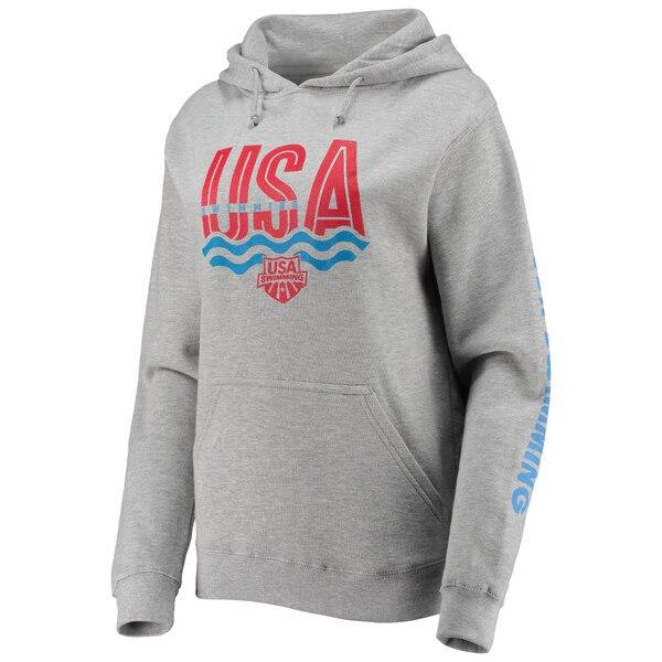 アウタースタッフ パーカー・スウェットシャツ アウター レディース Team USA Swimming Women's Logo Pullover Hoodie Heathered Gray