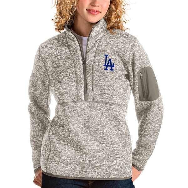 アンティグア シャツ トップス レディース Los Angeles Dodgers Antigua Women's Fortune QuarterZip Pullover Jacket Oatmeal