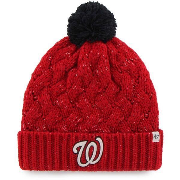 フォーティーセブン 帽子 アクセサリー レディース Washington Nationals '47 Women's Knit Cuffed Hat with Pom Red
