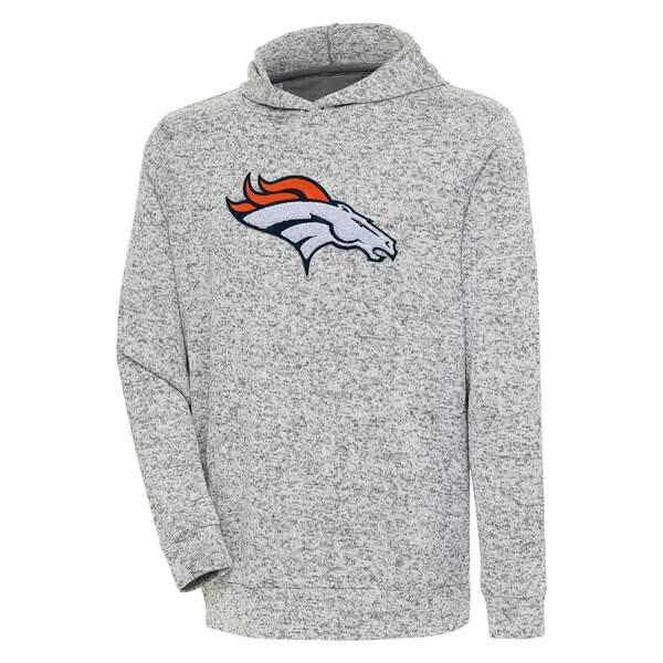 家庭用ゲーム アンティグア パーカー・スウェットシャツ アウター メンズ Denver Broncos Antigua Absolute Chenille Pullover Hoodie Heathered Gray