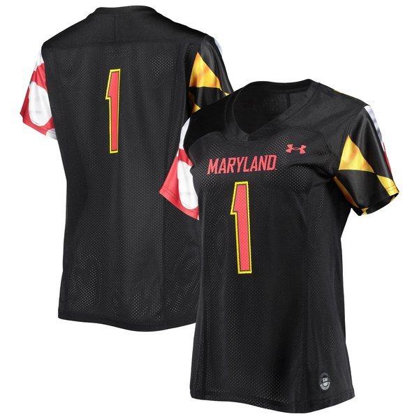 アンダーアーマー ユニフォーム トップス レディース #1 Maryland Terrapins Under Armour Women's Replica Jersey Black｜asty-shop2