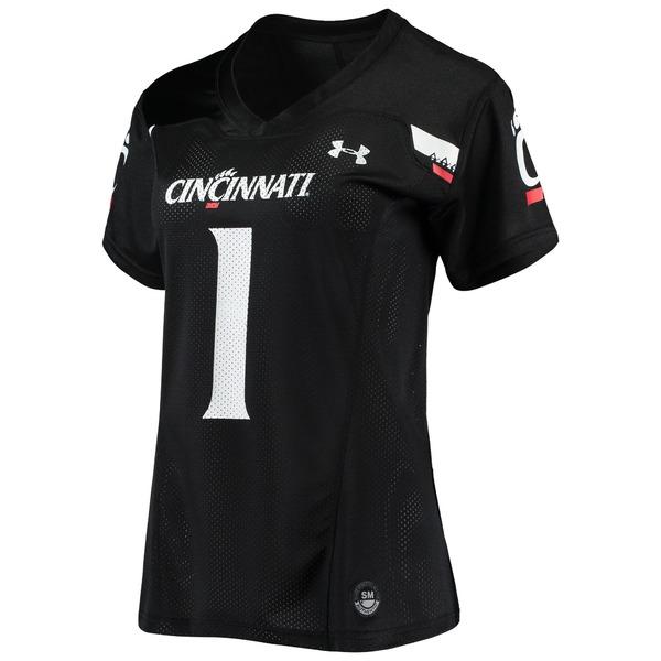 アンダーアーマー ユニフォーム トップス レディース #1 Cincinnati Bearcats Under Armour Women's Finished Replica Football Jersey Black｜asty-shop2｜02