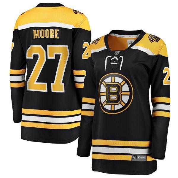 人気ブラドン ファナティクス ユニフォーム トップス レディース John Moore Boston Bruins Fanatics Branded Women's Home Breakaway Player Jersey Black レプリカユニフォーム