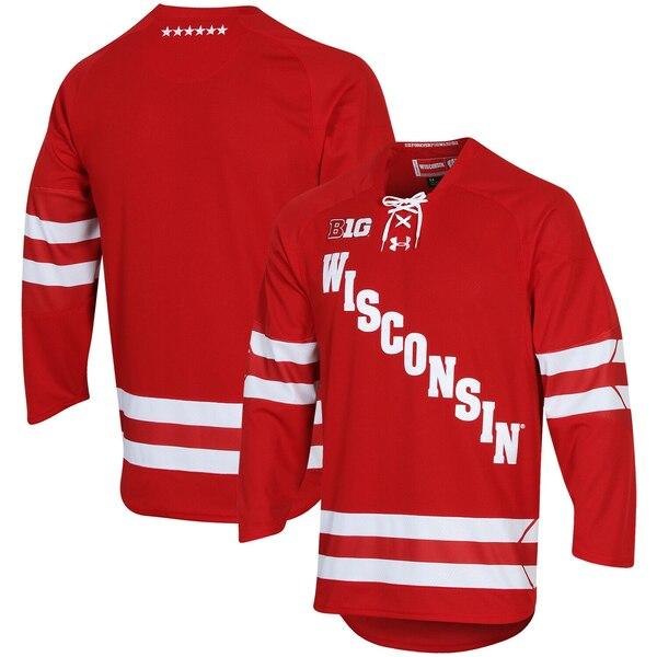 Replica Hockey Wisconsin Jersey Ua Under Red Asty2 メンズ 野球 ユニフォーム 海外インポートファッション アンダーアーマー Armour Jersey トップス Hockey Badgers 75 Kwf2bns8hq 11f7