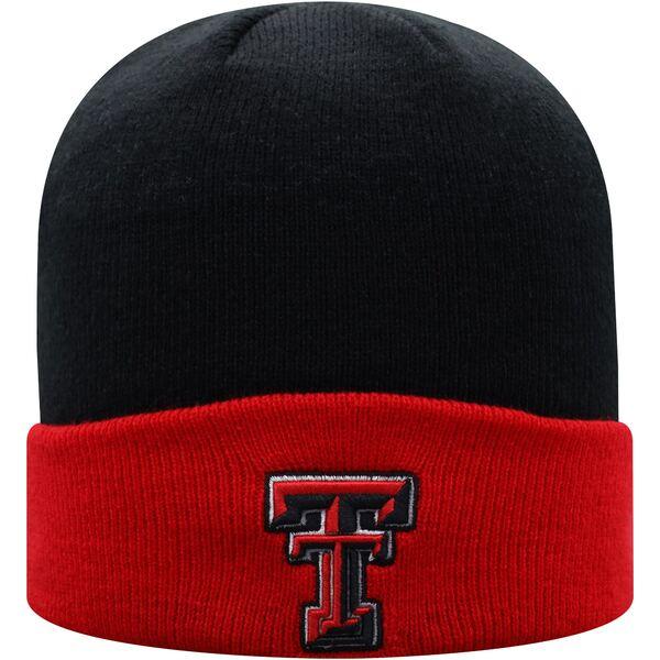 １着でも送料無料 Raiders Red Tech Texas メンズ アクセサリー 帽子 トップ・オブ・ザ・ワールド Top Black/Red Hat Knit Cuffed 2Tone Core World the of ニット帽、ビーニー