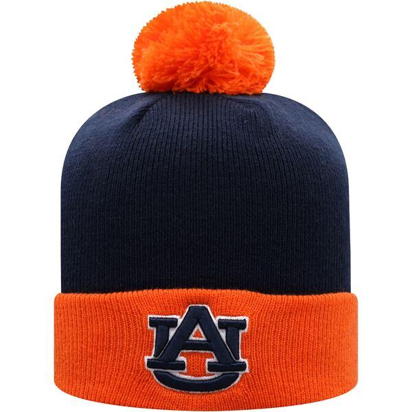 トップ・オブ・ザ・ワールド 帽子 アクセサリー メンズ Auburn Tigers Top of the World Core 2Tone Cuffed Knit Hat with Pom Navy/Orange
