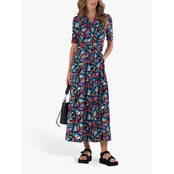 流行に ジョリモリ ワンピース レディース トップス Jolie Moi Crossover Front Abstract Geometric Print Maxi Dress Purple Multi 独創的 Www Thedailyspud Com