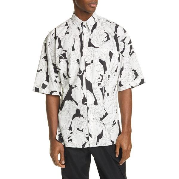 ジバンシー シャツ トップス メンズ Floral Graphic Oversize Cotton Shirt Black White Fcekano Edu Ng