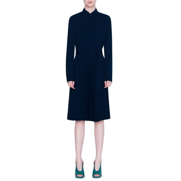 アクリス プント ワンピース トップス レディース Belted Pleated Long Sleeve Shirtdress Night Sky Www Erhamah Com