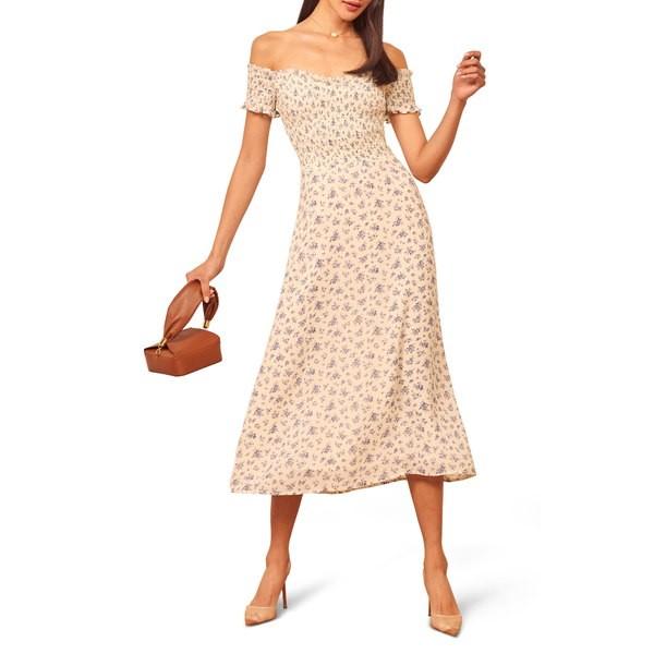 リフォメーション ワンピース トップス レディース Murphy Floral Off The Shoulder Dress Gracie Sagaretxe Net