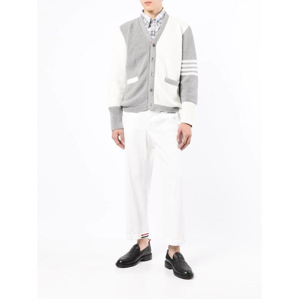 期間限定配送料無料 トムブラウン メンズ アウター 4bar バイカラー カーディガン 055 Light Grey 有名ブランド 定価 Alankavcic Com