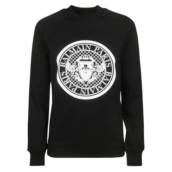 バルマン パーカー スウェットシャツ レディース アウター Balmain Coin Sweatshirt Blackwhite Sagaretxe Net