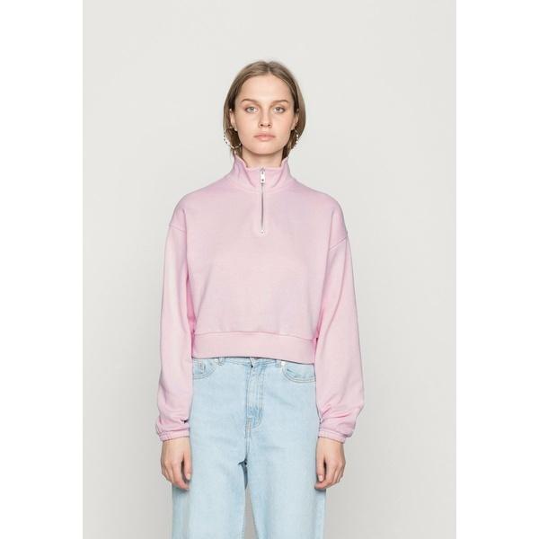 エブンアンドオッド パーカー スウェットシャツ レディース アウター Cropped With Half Zip Collar Sweatshirt Light Pink 17新作モデル