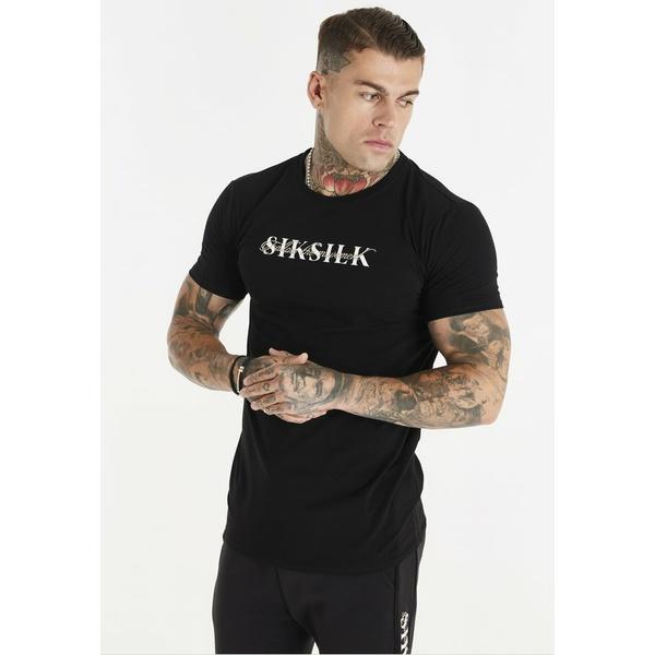 安い シックシルク Tシャツ メンズ トップス Dual Script Logo Tee Print T Shirt Black 半袖 サイズ 38 Forestlakes Net