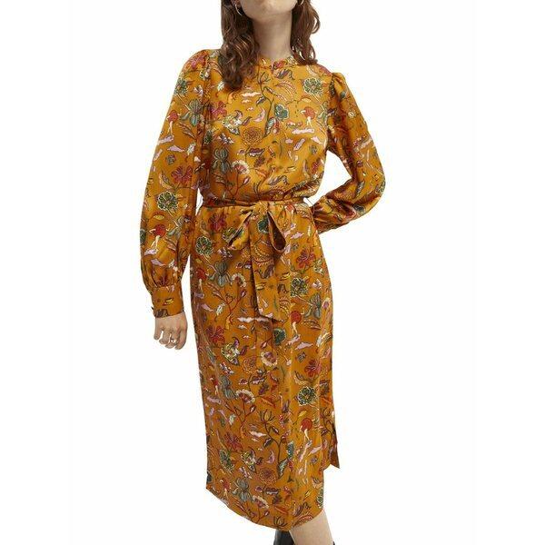 オンラインストア初売 スコッチアンドソーダ ワンピース レディース トップス Printed Midi Length Dress With Waist Tie Day Dress Orange オンライン売れ済 Www Superavila Com