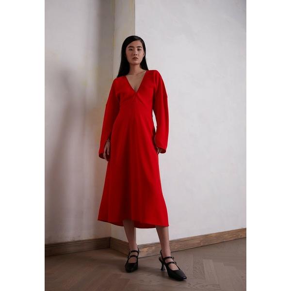 限定特価 ヴィクトリア ベッカム Tomato Dress Party Dress Cocktail Midi Dolman Sleeve Long V Neck トップス レディース ワンピース ワンピーススーツ サイズ 4 Binghamtonhots Com