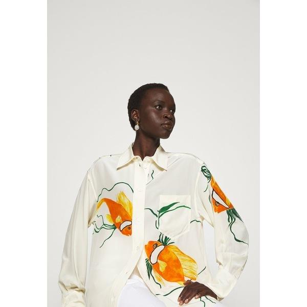予約販売 Oversized トップス レディース シャツ ベッカム ヴィクトリア シャツ レディース ベッカム ヴィクトリア Button Down Orange Cream Blouse Tシャツ カットソー