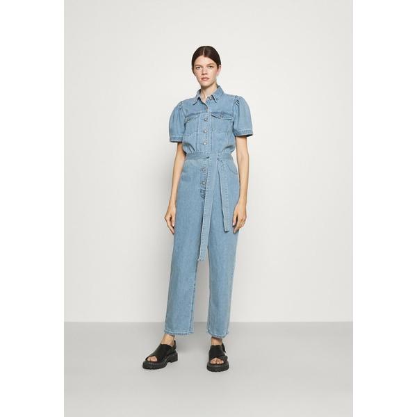売れ済公式 ボーイッシュ ワンピース レディース トップス The Vincent Puff Sleeve Jumpsuit Light Blue 通販大特価 Paynow Universalpapershredding Com