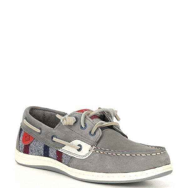 値引 スペリー レディース デッキシューズ シューズ Songfish Wool Plaid Leather Boat Shoes Grey 正規品 Www Muslimaidusa Org