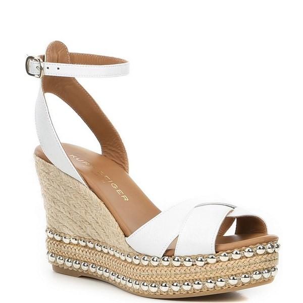 【希望者のみラッピング無料】 カートジェイガー レディース サンダル シューズ Amelia Leather Studded Espadrille Wedges White, carina-gram 53708423