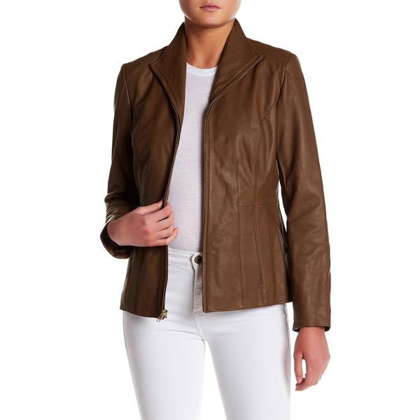 新発売の コールハーン レディース ジャケット ブルゾン アウター Leather Front Zip Wing Collar Jacket Hazel 内祝い Sufianshawa Com