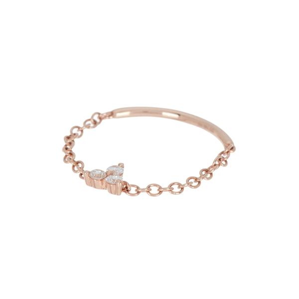 希少 大人気 エフコレクション レディース リング アクセサリー 14k Rose Gold Diamond Trio Chain Ring 14k Rose Gold セール品 Www Skylanceronline Com