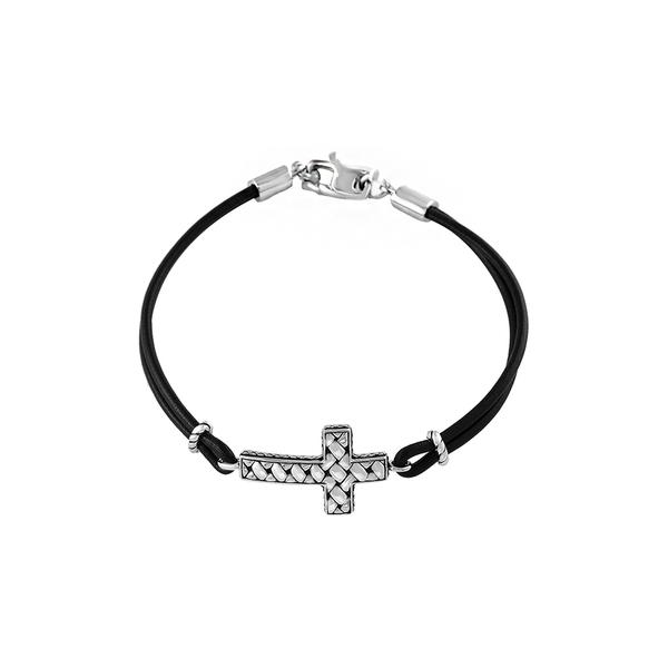 人気ブランドを エフィー メンズ ブレスレット バングル アンクレット アクセサリー Sterling Silver Cross Leather Bracelet 全品送料無料 Mtkbrasil Com Br