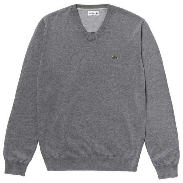 ラコステ パーカー スウェットシャツ メンズ アウター Lacoste White V お見舞い Grey Caviar Neck Accent