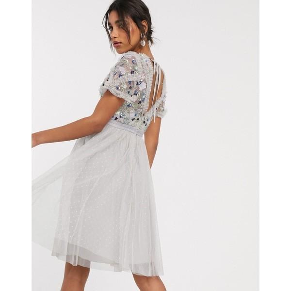 ニードルアンドスレッド レディース ワンピース トップス Needle Thread Embellished Midi Dress With Tulle Skirt In Lilac Gray Lilac Gray Corkscrewerreport Com