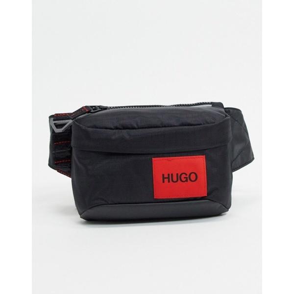 人気沸騰ブラドン Kombinat HUGO バッグ ボディバッグ・ウエストポーチ メンズ フューゴ box Black black in pack fanny logo ウエスト、ヒップバッグ