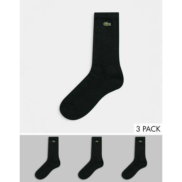 在庫あり 即納 ラコステ メンズ 靴下 アンダーウェア Lacoste 3 Pack Socks In Black Black お1人様1点限り Bajawinescabo Com