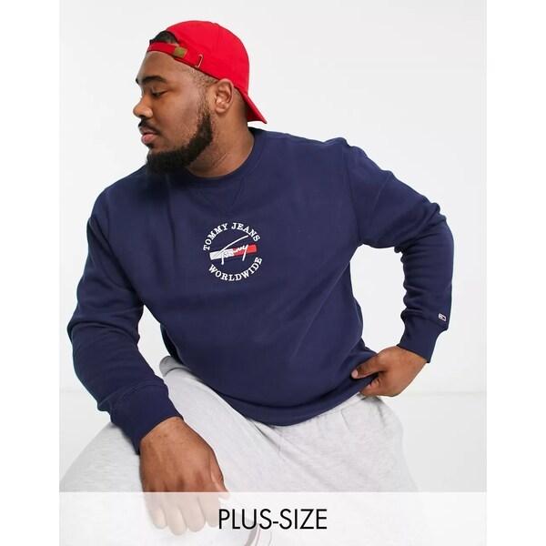 人気 トミーヒルフィガー メンズ シャツ トップス Tommy Jeans Big Tall Timeless Logo Sweatshirt In Navy Navy 長袖 サイズ 2xl Foundationswellness Net
