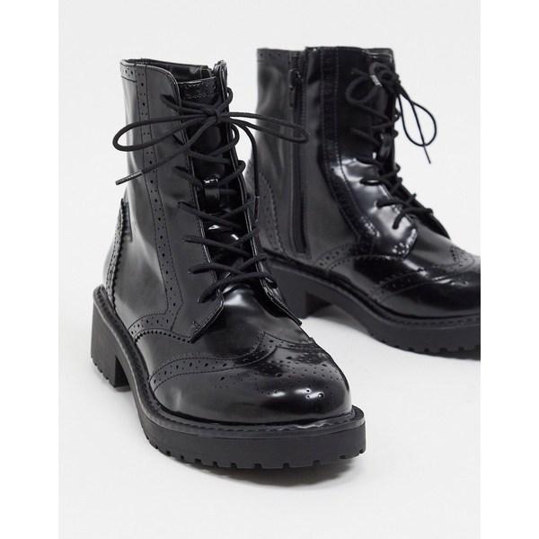 海外通販 ロンドンレベル レディース ブーツ レインブーツ シューズ London Rebel Lace Up Brogues In Black Black Box 割引特売 Www Superavila Com