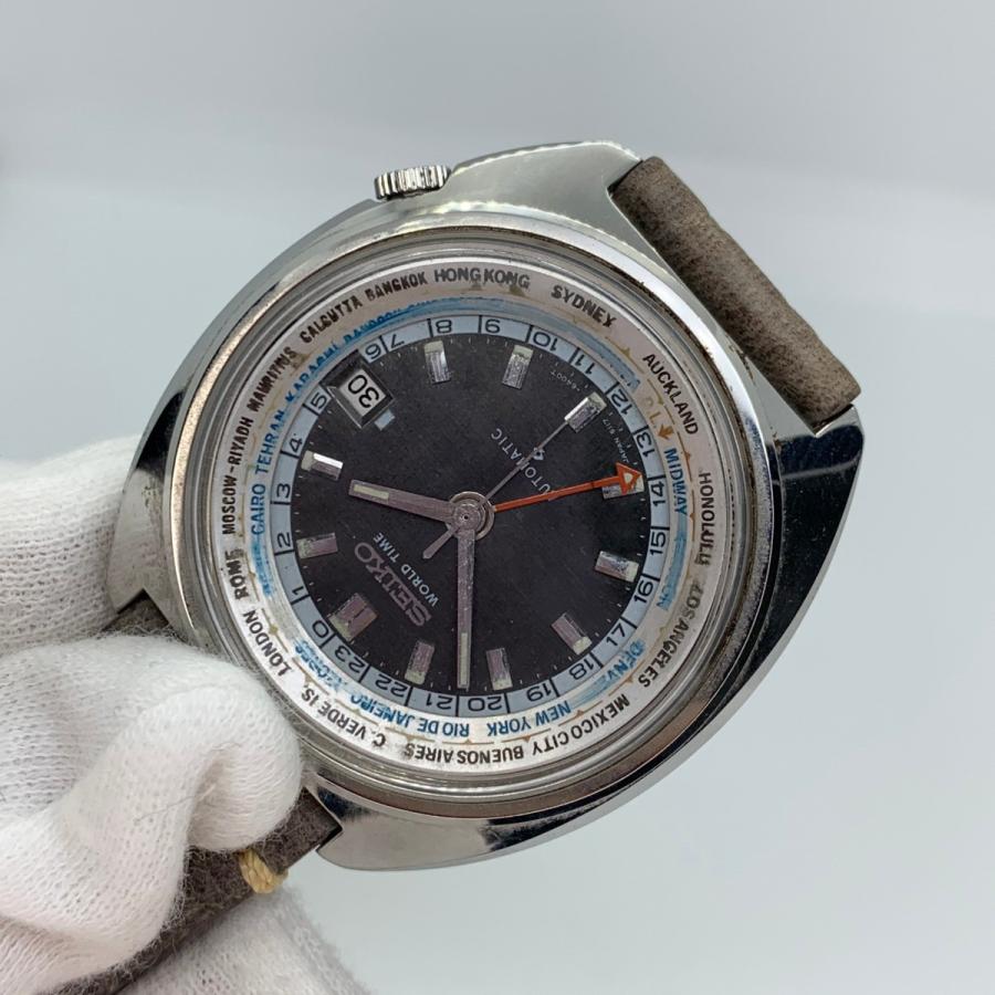 SEIKO セイコー　WORLD TIME ワールドタイム　6117-6400 メンズ　ブラック　SS J10987 |  | 07