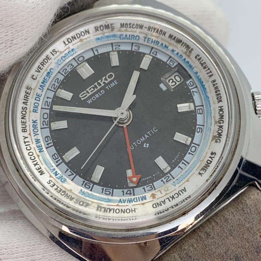 SEIKO セイコー　WORLD TIME ワールドタイム　6117-6400 メンズ　ブラック　SS J10987 |  | 08