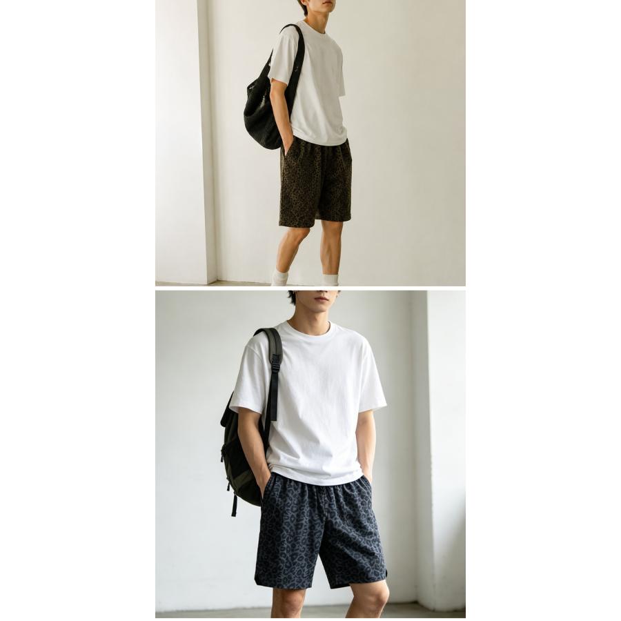 メンズ ショートパンツ 膝上 ヒョウ柄 ハーフパンツ おしゃれ 短パン