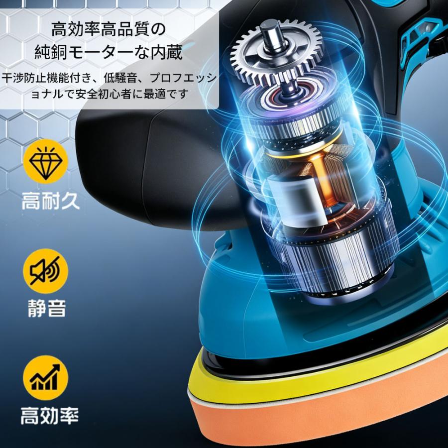 2026新品 ポリッシャー バフ 125mm 電動 充電式 6段階変速 車 研磨