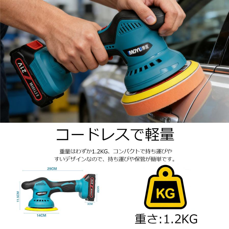 2026新品 ポリッシャー バフ 125mm 電動 充電式 6段階変速 車 研磨