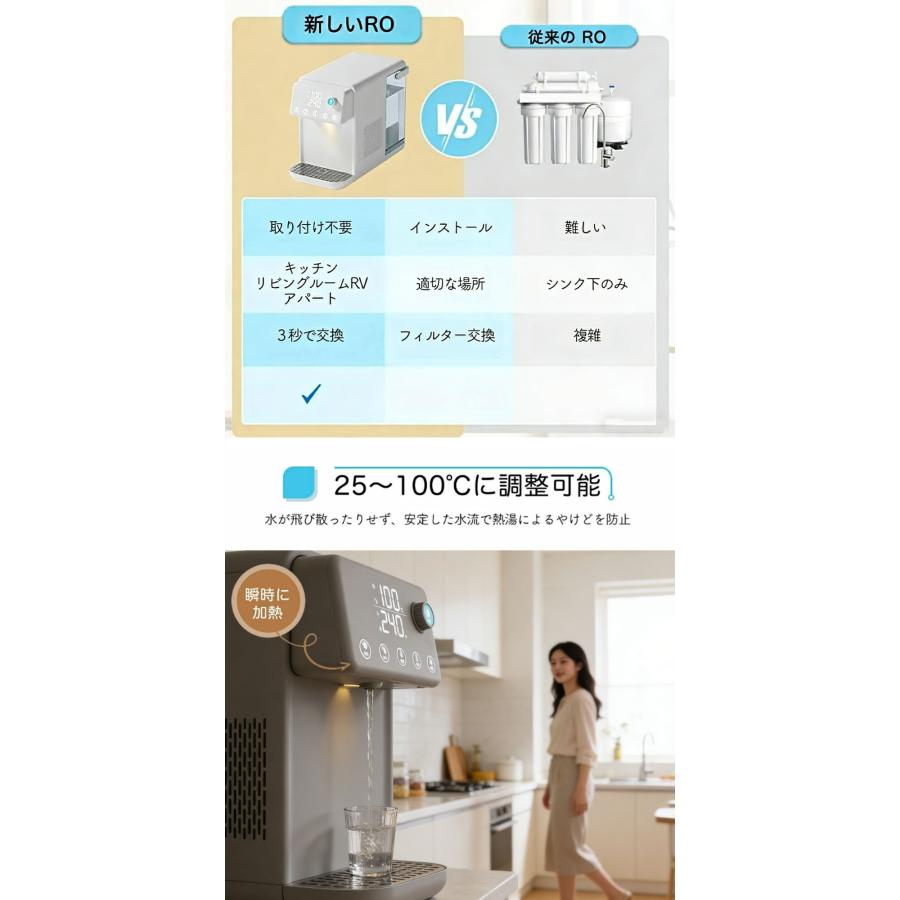 ウォーターサーバー 温水 冷水 浄水器 電気ポット 卓上型温冷両用