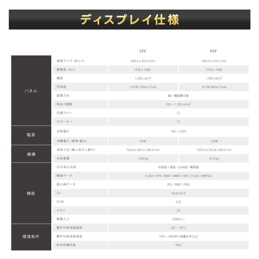 屋外 デジタルサイネージ 32/43インチ 1500輝度 可動 業務用 電子看板