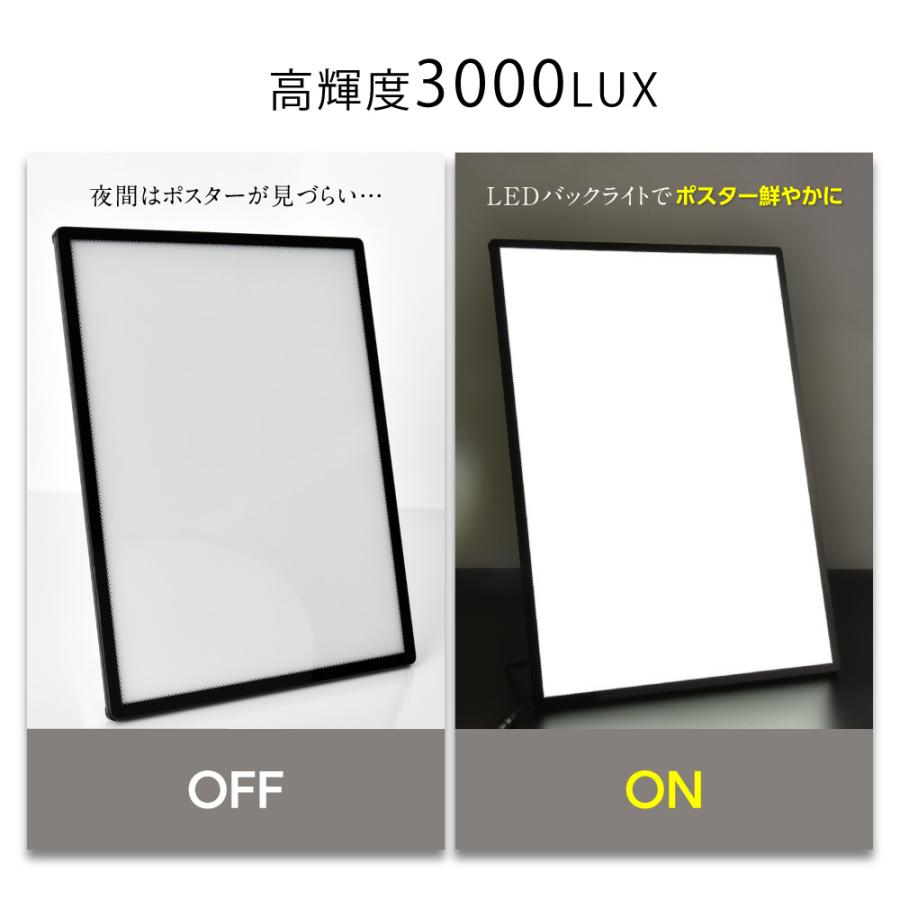 送料無料】LEDポスターパネル A1 薄型 ブラック/シルバー ポスター