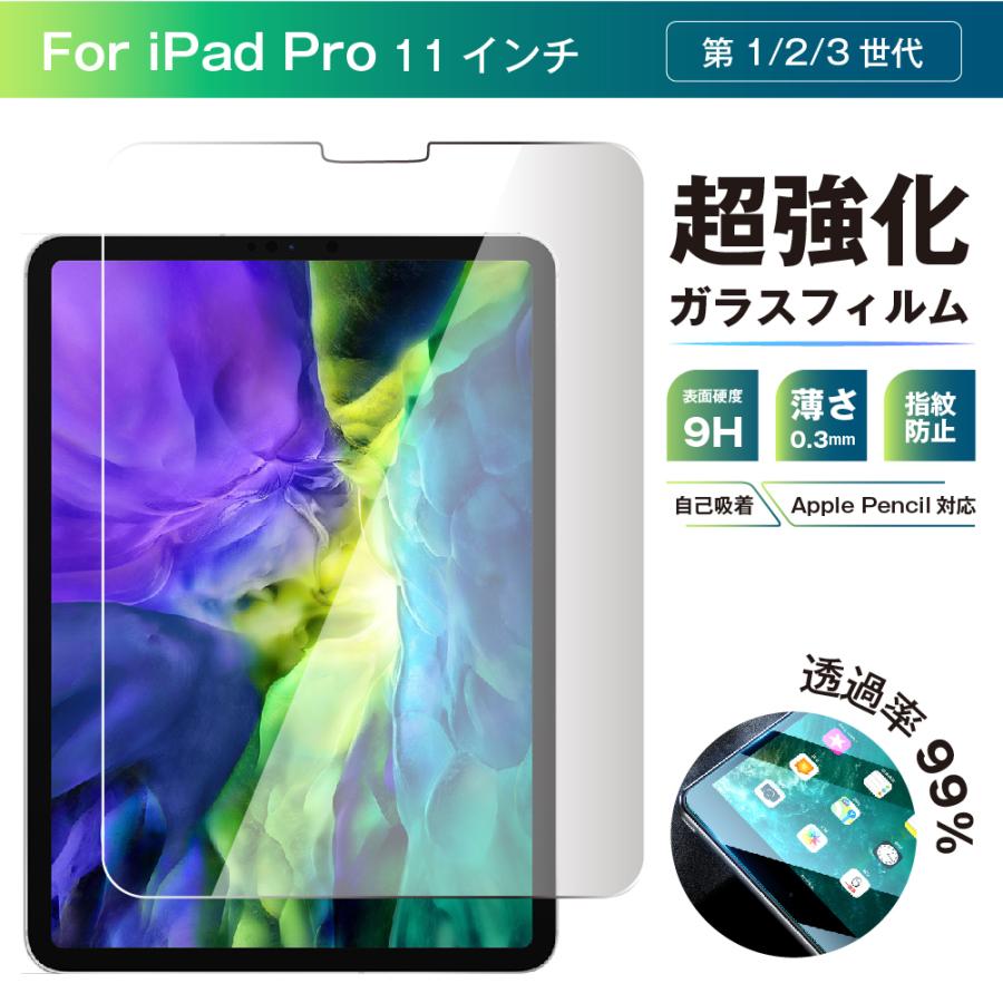 iPad Pro11 超強化ガラス フィルム 全面 自己吸着 0.3mm Apple pencil