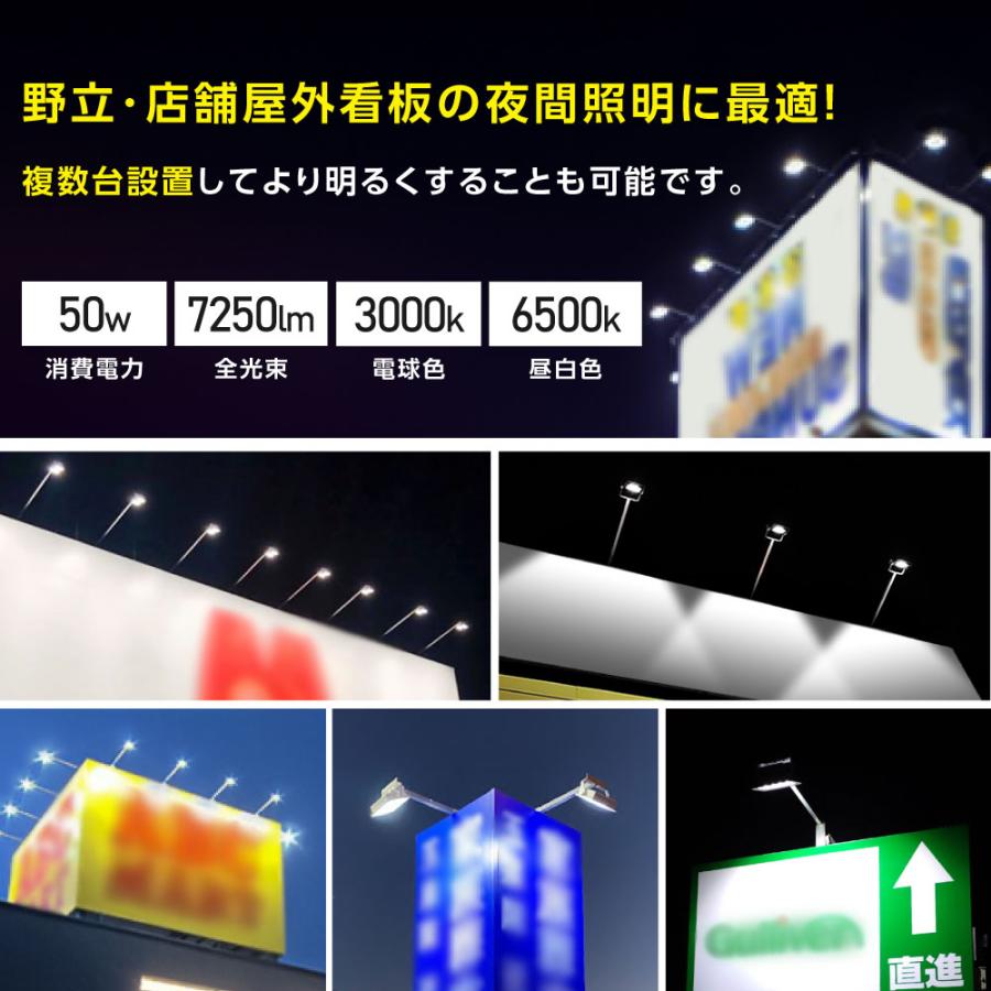 LED投光器 LEDライト 昼光色 電球色 50W 7250lm 屋外 防 IP65 90