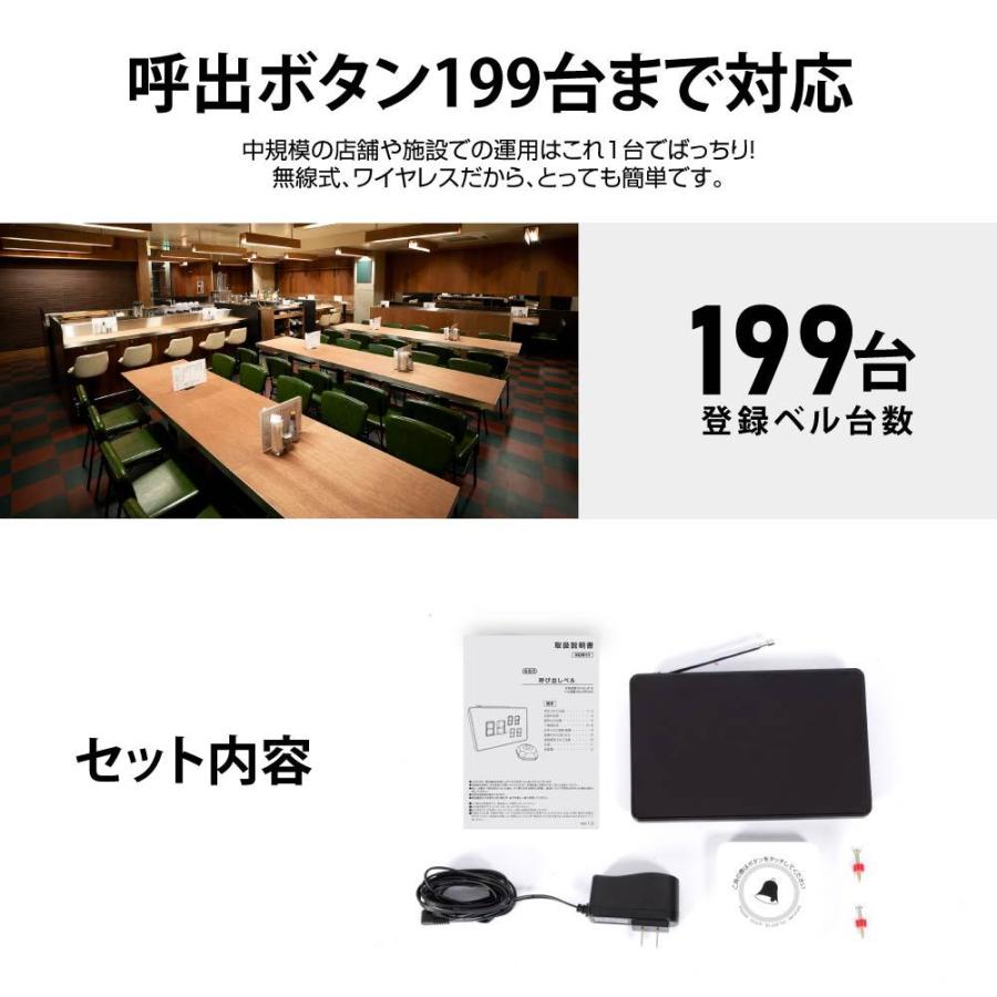 ワイヤレスチャイム スタッフ呼び出しベル 送信ボタン10個付き 3番号